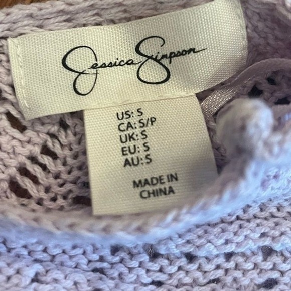 Jessica Simpson Crochet Sweater Women S Knit Cinch Cropped Purple Boho Fairy Y2K - Picture 3 of 8